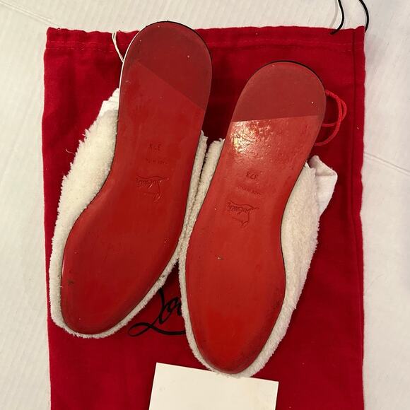 Christian Louboutin Navy Coolito Donna Flat White Slide Loafer size 37.5 no box - Picture 8 of 15